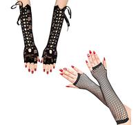 Paire de Gants en Dentelle Noire et Demi-Doigts en Résille - Robe de Soirée Rétro, Costumes de Jeu de Rôle - Pour Opéra, Danse, Mariage
