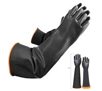 Paire de gants résistants aux produits chimiques de 55,9 cm - Gants longs en caoutchouc - Gants de sécurité en latex imperméables - Résistants à l'acide fort, aux alcalins et à l'huile - Antidérapants