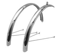 P2R Garde-boue City-VTC 28" inox argent 50 mm (paire) livré avec jeu de tringles