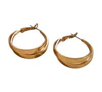 Paire de Grandes Boucles d'Oreilles Rondes Dorées pour Femmes, Boucles d'Oreilles Épaisses Rondes, Boucles d'Oreilles Dorées Tortillées Ondulées, Bijoux d'Oreille Géométriques Minimalistes Pendantes