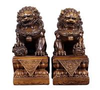 Paire de grandes statues de chien chinois Foo - Lions gardiens en résine de 44 cm pour décoration Feng Shui, décoration traditionnelle de lion de Pékin, symbole Feng Shui 2025, porte-bonheur pour la