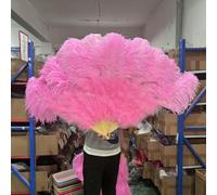 Paire de grands éventails blancs en plumes d'autruche naturelles et moelleuses, 1 ou 2 pièces, 60/90 cm, 75/130 cm, pour spectacles, fêtes, danses, rose foncé, 130 cm, 1 paire (deux pièces)
