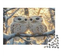 Paire de hiboux des neiges Puzzle 1000 Pièces avec Clic Parfait, Puzzles pour Adultes Concentration Training Puzzle pour La Décoration Murale Et Les Cadeaux, Secret Santa Original 70x50cm/1000