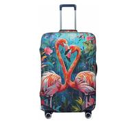 Paire de housses de protection pour bagages de voyage romantiques en forme de flamant rose pour valises de 45 à 81 cm, Noir, X-large