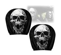 Paire de housses pour appuie-tête de véhicule à imprimé tête de mort, ensemble de housses de protection intérieures à enfiler en polyester double face pour Halloween, 26 x 28 cm, housse pour de accent