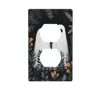 Paire de jolis fantômes dans le jardin - Couvercle de prise de courant - Plaque murale décorative pour cuisine, salle de bain - Dimensions : 7 x 11,4 cm