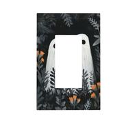 Paire de jolis fantômes dans le jardin - Plaque murale à bascule simple - Décoration de prise de courant pour maison, cuisine, salle de bain