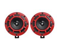 Paire de klaxons compacts super ton 12 V, rouge, klaxon électrique puissant de 139 à 170 dB avec une basse de 335 Hz et un aigu de 435 Hz, montage universel pour moto, voiture, cam