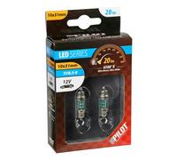 Paire De Lampes Lumière Blanche Plaque Siluro 12V 3 LED 10x31 Mm SV8,5-8 Blanc