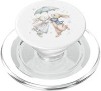 Paire de Lapins dansants aquarelles sous Parapluie étoiles Pastel PopSockets PopGrip pour MagSafe