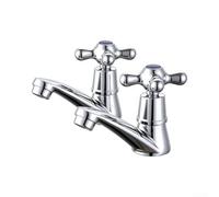 Paire de lavabos pour robinets en laiton chromé à double trou | Cartouches à disque en laiton, précises pour le contrôle de la température, débit d'eau lisse, ajustement à double trou