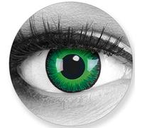 Paire de lentilles de contact vertes et noires brillantes Funnylens Sans correction pour Halloween, ou Carnaval