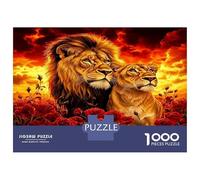 Paire de Lion Rose feu 1000 Pièces Coffret Puzzle Puzzle Carton Premium - Anti-Stress Déco, Cadeau Femmes Hommes Enfants, Développement Cognitif 52x38cm/1000pcs