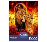 Paire de Lion Rose feu 1000 Pièces Puzzle Premium Coffret Puzzle Carton Premium - Seniors, Concentration, Cadeau Maison Neuve Et Pause Bureau 38x26cm/1000pcs