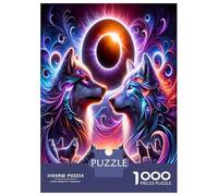 Paire de Loups cosmiques 1000 Pièces Puzzle Classique Lien de Loup Mystique Coffret Puzzle Carton Épais - Ultra Dur, Détente Et Créativité, Idéal pour Loisirs Indoor Et Petits Cadeaux 38x26cm/1000pcs