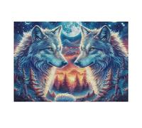 Paire de Loups cœur forêt de Fleurs Faune Sauvage Nature Sauvage Belle Puzzle 300 Pièces pour Adultes Jeu De Réflexion Educa Assemblage Amusant Cadeau De Noël Décoration Murale Qualité Supérieure 300