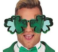 Fiestas Guirca – Lunettes ST.PATRICK géantes – PVC, trèfles 5 feuilles – Vert