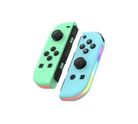 paire de manettes Joy-Con sans fil pour Nintendo Switch - Bluetooth 5.2, LED RVB, double vibration, fonction turbo, bleu-vert