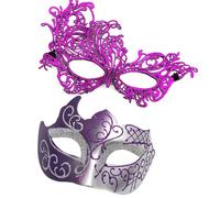 Paire de mascarade vénitienne pour Halloween Costume Mardi Gras pour couples femmes hommes Demi-visage Mascarade vénitienne pour mascarade