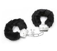 Paire de menotte sexy fausse fourrure noire accessoire coquin jeu érotique
