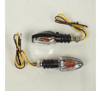 Paire De Mini Clignotant Noir Homologué Ampoule Opm 12v Pour Moto 50 À Boite