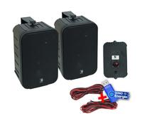 Paire de mini enceintes 200W Noires 6,5"" 2 voies avec support+Clé USB 32G - Idéal pour une utilisation domestique ou commerciale