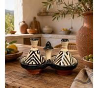 Paire de mini tajines porte-épices en céramique, peint à la main, diamètre 7,5 cm, 0207261002