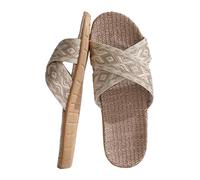 Paire de pantoufles de plage pour femme - Sandales confortables en coton et lin avec semelle antidérapante pour l'intérieur et l'extérieur - Convient pour toutes les saisons - Grandes tailles, or, 38