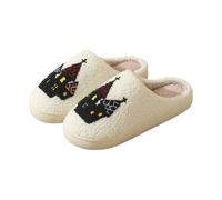 Paire de pantoufles unisexes en peluche pour Halloween | Pantoufles confortables avec cœur, cerise, papillon, mousse à mémoire de forme, pour homme et femme à utiliser dans votre