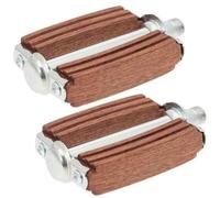 Paire De Pédales Vélo Classique 9-16" Bois Acajou Acier Cycle Ville Route Multicolore