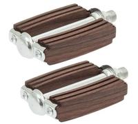 Paire De Pédales Vélo Classique 9-16" Bois Noyer Acier Cycle Ville Route Multicolore