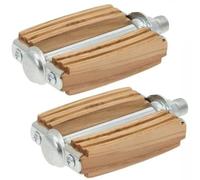 Paire De Pédales Vélo Classique 9-16" Bois Olivier Acier Cycle Ville Route Multicolore