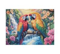 Paire de perroquets Cascade Forêt Faune Sauvage Nature Sauvage Belle Puzzle 500 Pièces pour Adultes Amusant Stimulant Et Relaxant Parfait pour Loisirs Et Moments en Famille 500 PCS（52×38cm）