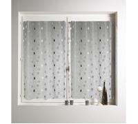 Paire de petits rideaux droit Jacquard brodés 'Carrés' Gris clair 45x120 cm