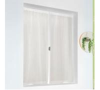 Paire de petits voilages à fines rayures armurées Beige 60x140 cm