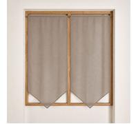 Paire de petits voilages bas en pointe Taupe 60x130 cm