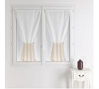Paire de petits voilages bicolore Beige 60x120 cm