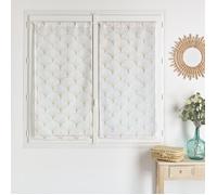 Paire de petits voilages brodés au style art déco Beige 60x160 cm