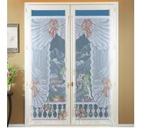 Paire de petits voilages droits esprit campagne Vert 60x120 cm