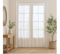 Paire de petits voilages droits finition passe tringle Blanc 70x160 cm