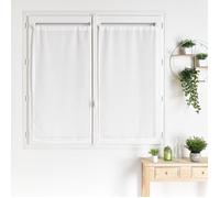 Paire de petits voilages droits rayures fines Blanc 60x120 cm