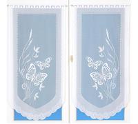 Paire de petits voilages en dentelle motifs papillons Blanc 60x160 cm