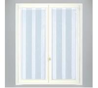 Paire de Petits Voilages en Etamine Fines Rayures Blanc 45x160 cm
