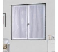 Paire de petits voilages en étamine motif argent Blanc 45x120 cm