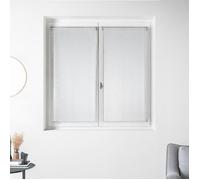 Homemaison - Paire de Petits Voilages en Organza à Rayures Argentées - Polyester - Ourlet Passe Tringle - Usage Fenêtre Cuisine Salon - 45 x 90 cm - Blanc