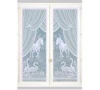 Homemaison Equestre Paire de vitrages Esprit, Polyester, Blanc, 120x60 cm