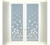 Paire de Petits voilages Frangés et Dentellés Blanc 60x160 cm