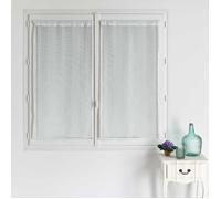 HomeMaison.com Lot de 2 Rideau Unis à Rayures - Rideau Blanc - Voilage 45 x 120 cm - Voilage Ourlet Passe Tringle - Voilage tamisant - Rideau fenêtre Moderne