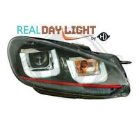 Paire De Phare À LED DRL LHD Clair Noir Bande Rouge Pour VW Golf VI 08-12