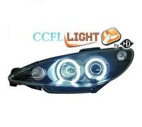 Paire De Phare Projecteur CCFL Clair Noir Pour Peugeot 206 206CC
